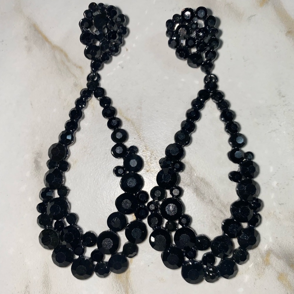 Black rhinestone earrings